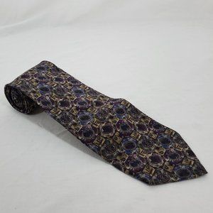 Geoffrey Beene Silk Necktie Victorian Floral Gray Purple Handmade in Italy